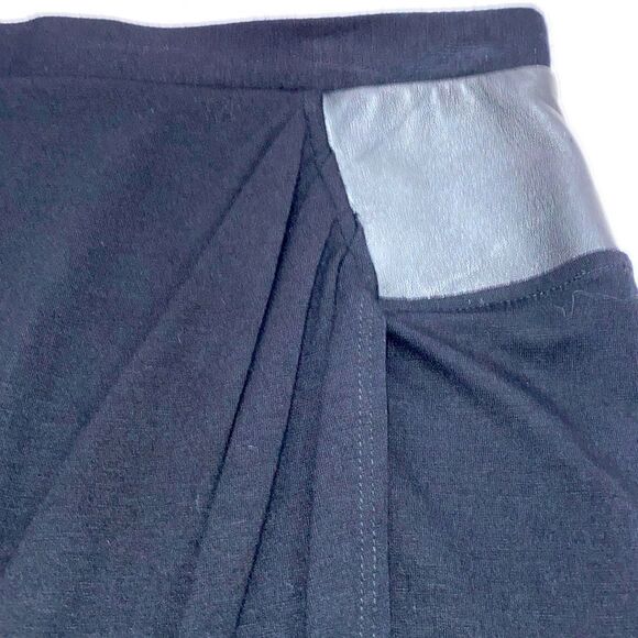 David Lerner Black Faux Leather Trim Skirt Size Small - Picture 10 of 12